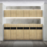 ナチュラルウッド色450mmフラットシャンプーキャビネット【上下SET】