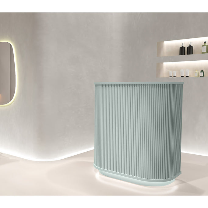 サロンにあるアッシュグリーン色レジカウンター【カミラ】