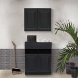 サロンにあるブラック色モールディングありシャンプーキャビネット【SET】