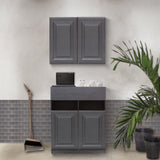 サロンにあるグレー色モールディングありシャンプーキャビネット【SET】