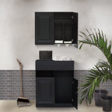 サロンにあるブラック色モールディングありシャンプーキャビネット【SET】