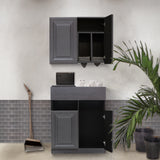 サロンにあるグレー色モールディングありシャンプーキャビネット【SET】