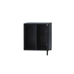 ダークグレーのシャンプーキャビネット【上台 　シングル扉　H405】扉が開けている状態