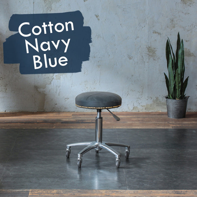 コットンネイビー色鋲ありのスツール