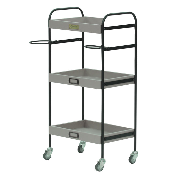 ベージュグレー色3段ウッドワゴン　斜め2