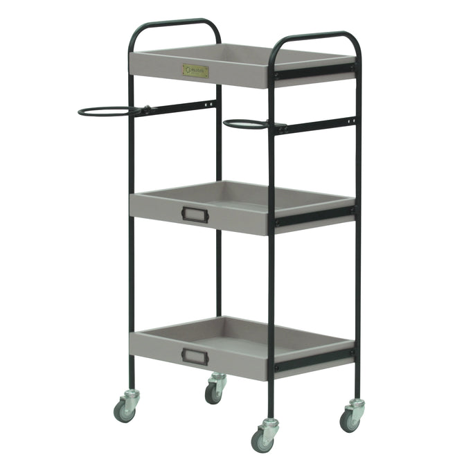 ベージュグレー色3段ウッドワゴン　斜め2