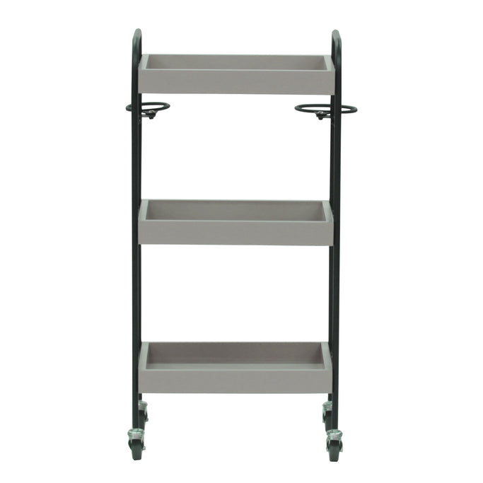 ベージュグレー色3段ウッドワゴン　背面