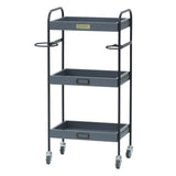 グレー色3段ウッドワゴン　斜め面