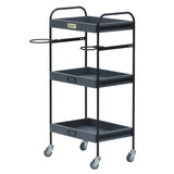 グレー色3段ウッドワゴン　斜め面