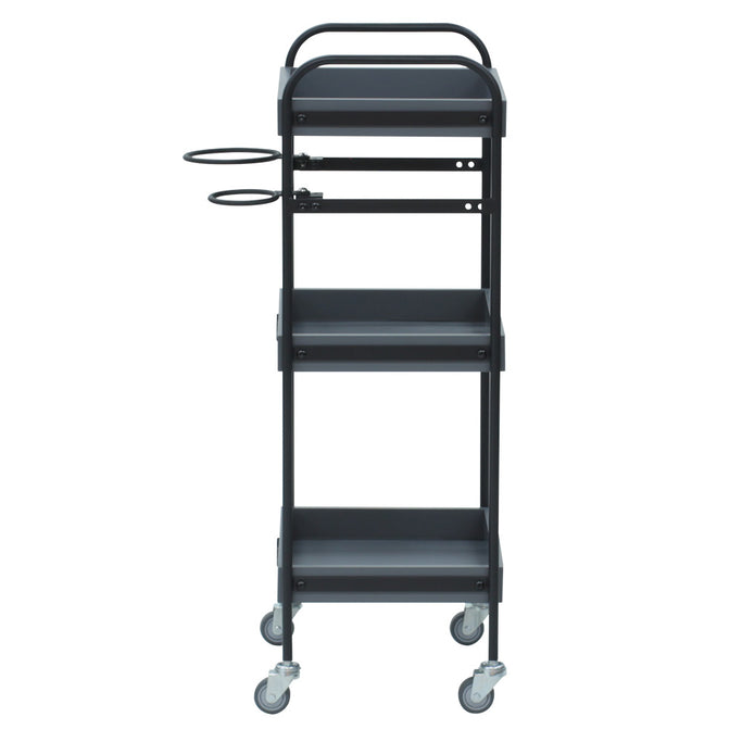 グレー色3段ウッドワゴン　横面