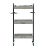 ベージュグレー色3段ウッドワゴン（ステンレストレイ1枚付き）正面