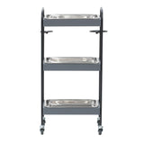 グレイー色3段ウッドワゴン（ステンレストレイ3枚付き）裏面