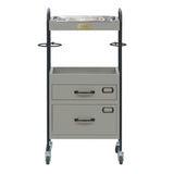 ベージュグレー色2段引き出しウッドワゴン 正面