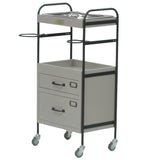 ベージュグレー色2段引き出しウッドワゴン　斜め2