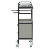 ベージュグレー色2段引き出しウッドワゴン　横面