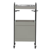 ベージュグレー色2段引き出しウッドワゴン　背面