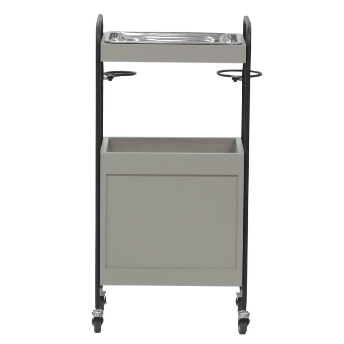 ベージュグレー色2段引き出しウッドワゴン　背面