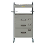 ベージュグレー色3段引き出しウッドワゴン　正面