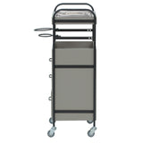 ベージュグレー色3段引き出しウッドワゴン　横面