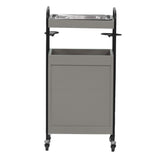 ベージュグレー色3段引き出しウッドワゴン　背面