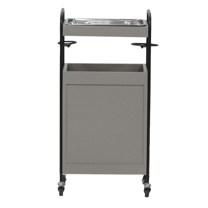 ベージュグレー色3段引き出しウッドワゴン　背面