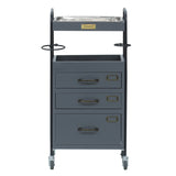 グレー色３段引き出しウッドワゴン　正面