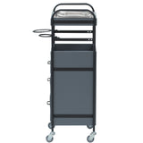 グレー色3段引き出しウッドワゴン　横面