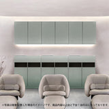 ベージュいろ韓国風サロンにあるおしゃれなアッシュグリーンシャンプーキャビネットセット