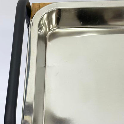 アウトレット 3段ウッドワゴン ステンレストレイ3枚 キャスター付き(BR)【完成品出荷】OL2143 通常価格￥19,580