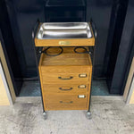 アウトレット 3段引き出しウッドワゴン ステンレストレイ1枚 キャスター付き(BR)【完成品出荷】OL2213 通常価格￥37,180