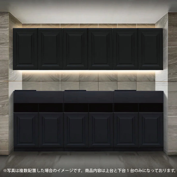 モールディングありシャンプーキャビネット【上下台】ブラック色