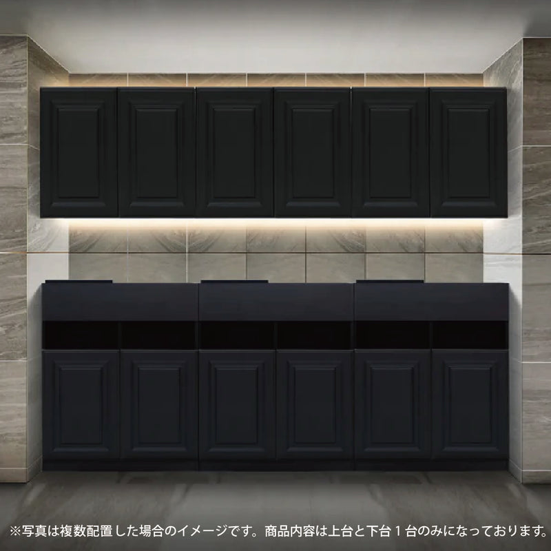 モールディングありシャンプーキャビネット【上下台】ブラック色