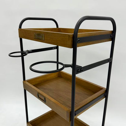 アウトレット 3段ウッドワゴン ステンレストレイ無し キャスター付き(BR)【完成品出荷】OL2134 通常価格￥16,280