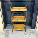 アウトレット 3段ウッドワゴン ステンレストレイ無し キャスター付き(BR)【完成品出荷】OL2217 通常価格￥16,280