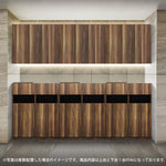 ダークブラウンウッド色フラットシャンプーキャビネット【上下SET】