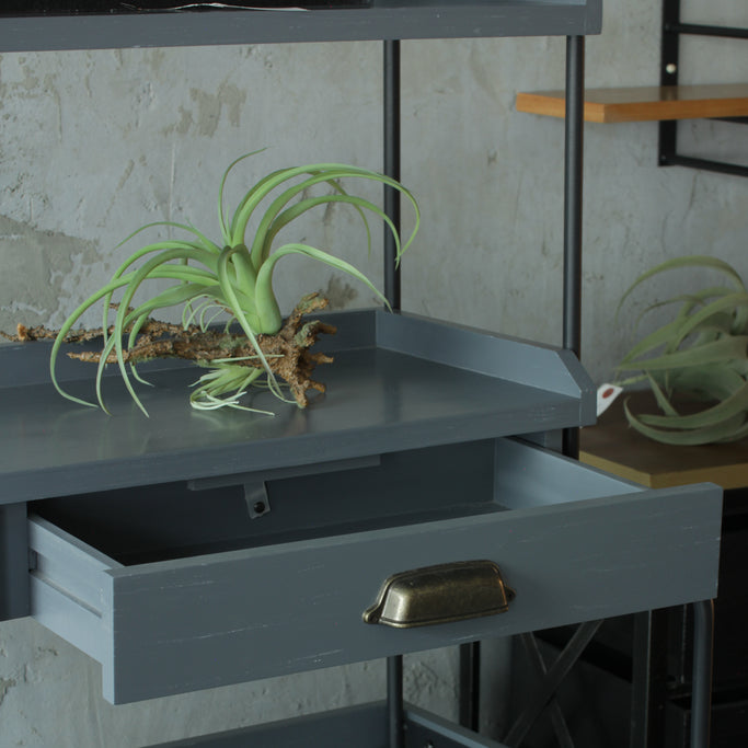 グレー色ディスプレイシェルフキャビネット詳細