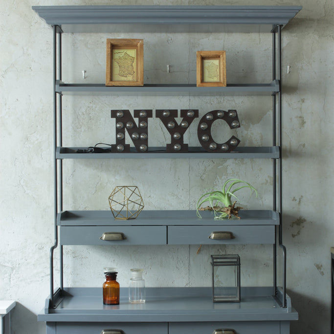 グレー色ディスプレイシェルフキャビネット詳細