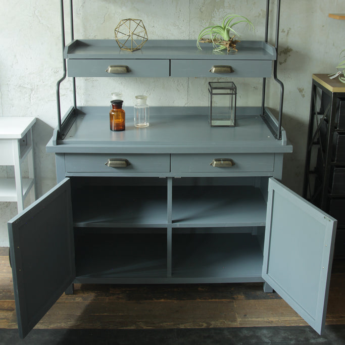 グレー色ディスプレイシェルフキャビネット詳細