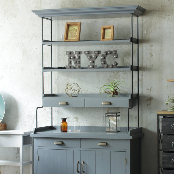 グレー色ディスプレイシェルフキャビネット詳細