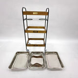 アウトレット 3段ウッドワゴン ステンレストレイ3枚 キャスター付き(BR)【完成品出荷】OL2142 通常価格￥19,580