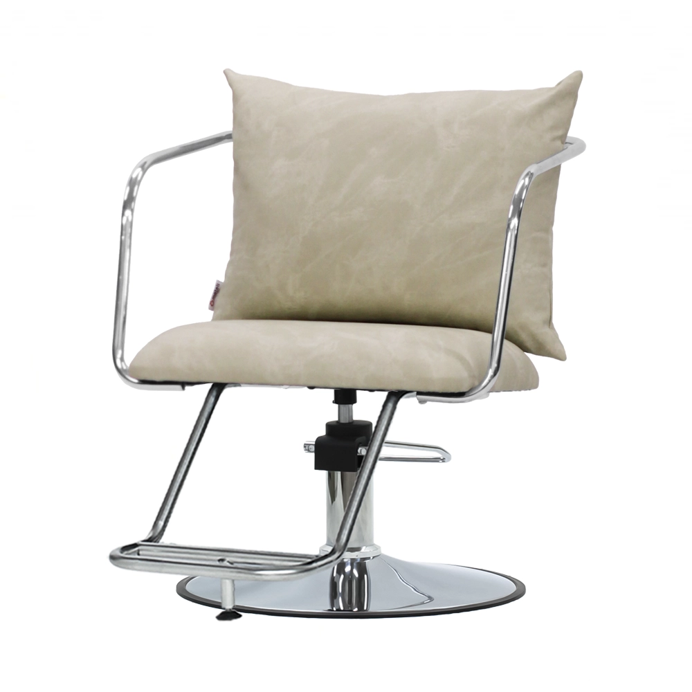 スタイリングチェア【エノラ】ベージュ　ダブルステップ　丸型ポンプ