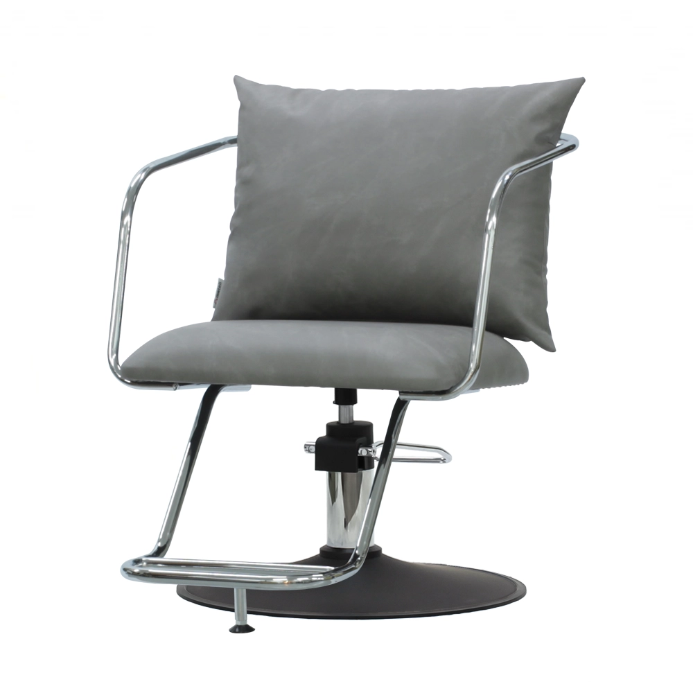 スタイリングチェア【エノラ】ダークグレー　ダブルステップ　丸型ポンプ黒塗装