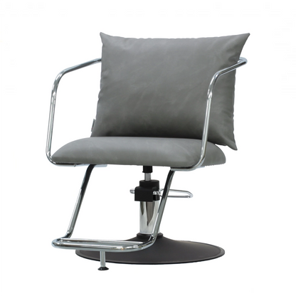 スタイリングチェア【エノラ】ダークグレー　ダブルステップ　丸型ポンプ黒塗装
