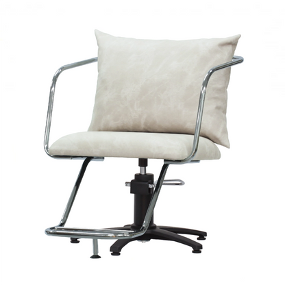 スタイリングチェア【エノラ】スモーキーホワイト　ダブルステップ　ファイブスターポンプ黒塗装