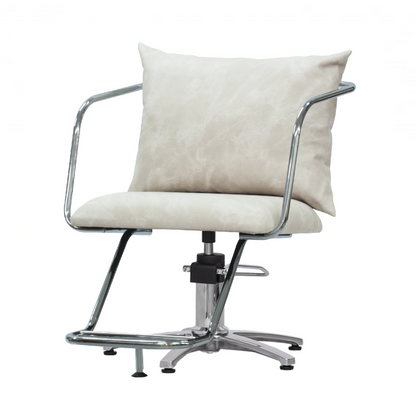 スタイリングチェア【エノラ】スモーキーホワイト　ダブルステップ　ファイブスターポンプ