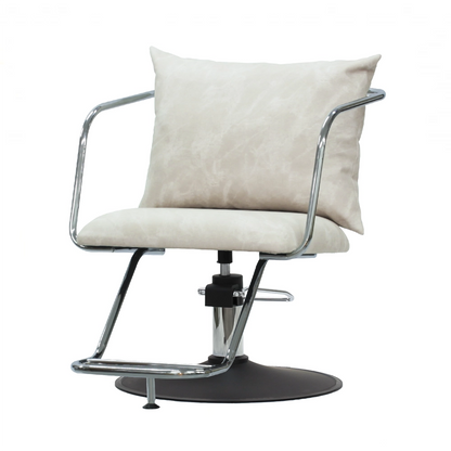 スタイリングチェア【エノラ】スモーキーホワイト　ダブルステップ　丸型ポンプ黒塗装