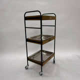 アウトレット 3段ウッドワゴン ステンレストレイ3枚 キャスター付き(BR)【完成品出荷】OL2123 通常価格￥19,580