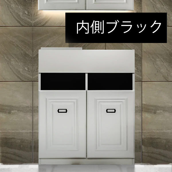 サロンにあるホワイト色モールディングありシャンプーキャビネット【下台】（内側グレー）