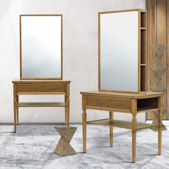 サロンにある角脚ウッドドレッサー【アレシア】の2台