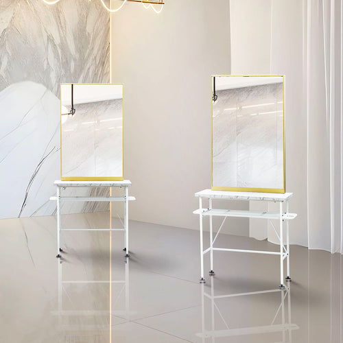 おしゃれなサロンにある片面ゴールド色アイアンドレッサーの2台【ローガン】